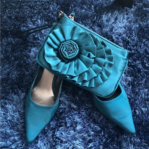 Nine West Teal color Shoes &Purse Set - Picture 1 of 12